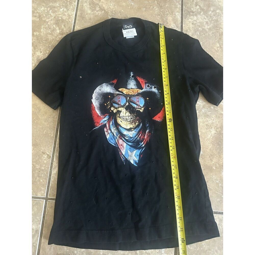 Dolce & Gabbana XS S Skull Graphic Embellished Tee Tshirt Black Cotton - Picture 6 of 7